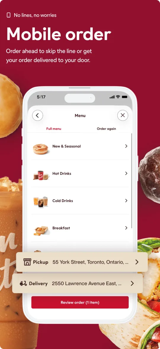 Tim Hortons app offers screen
