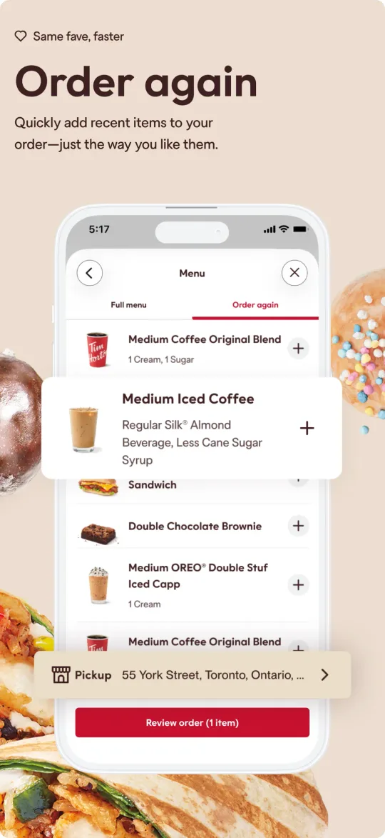 Tim Hortons app scan screen