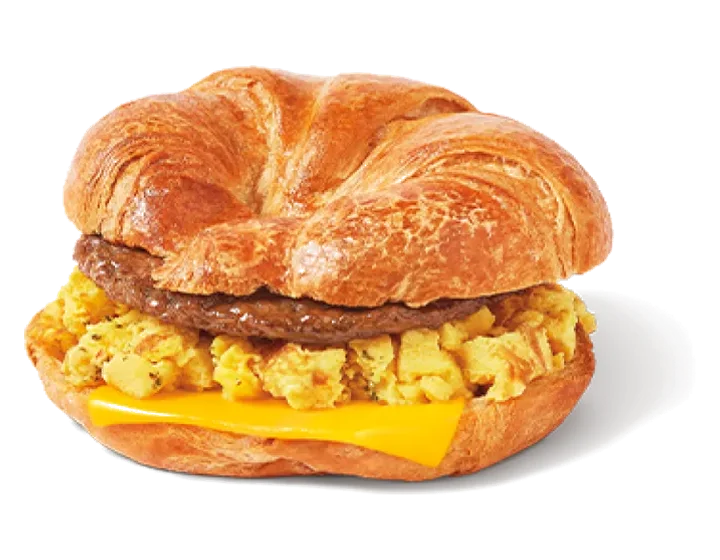 Sausage & Bacon Double Stacked Scrambled Egg Loaded Croissant