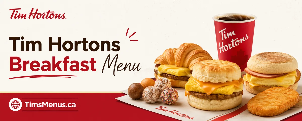 Tim Hortons Breakfast menu with prices and calories