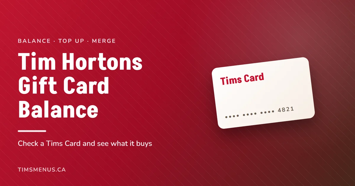 Tim Hortons gift card balance check in Canada